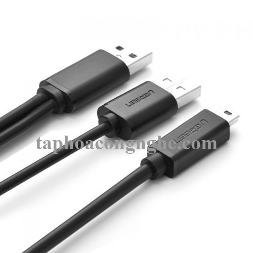 Ugreen 10346 0.5M màu Đen Cáp sạc truyền dữ liệu USB 2.0 sang MICRO USB có trợ nguồn USB US107 30010346
